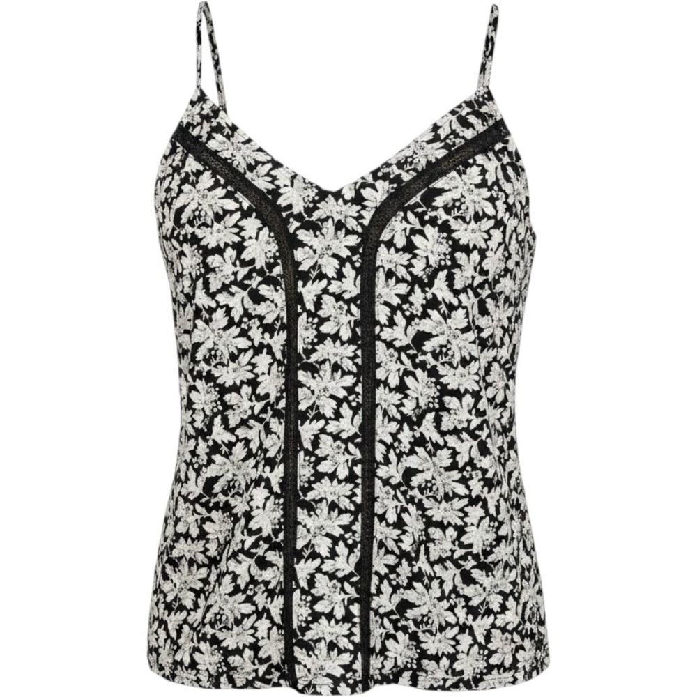 New Treasure & Bond Floral Lace Trim Cami Top Black White Sz M Boho Casual Tank
